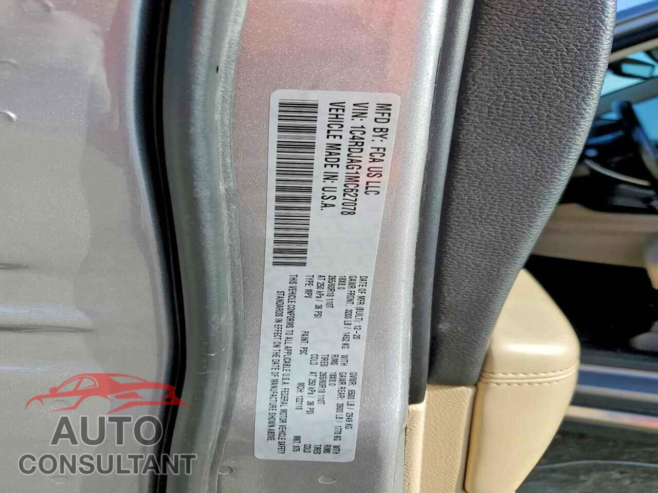 DODGE DURANGO 2021 - 1C4RDJAG1MC627078
