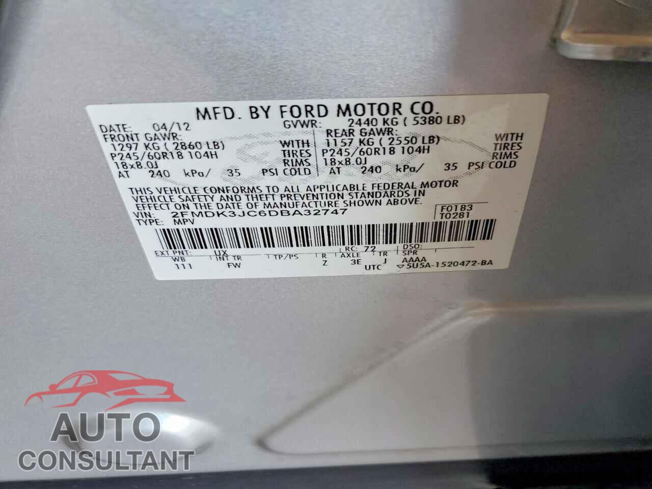 FORD EDGE 2013 - 2FMDK3JC6DBA32747