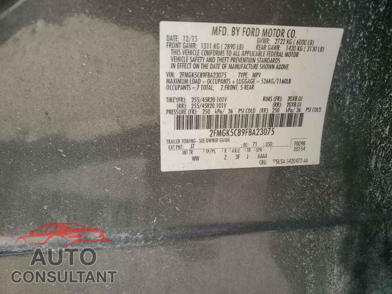 FORD FLEX 2015 - 2FMGK5C89FBA23075