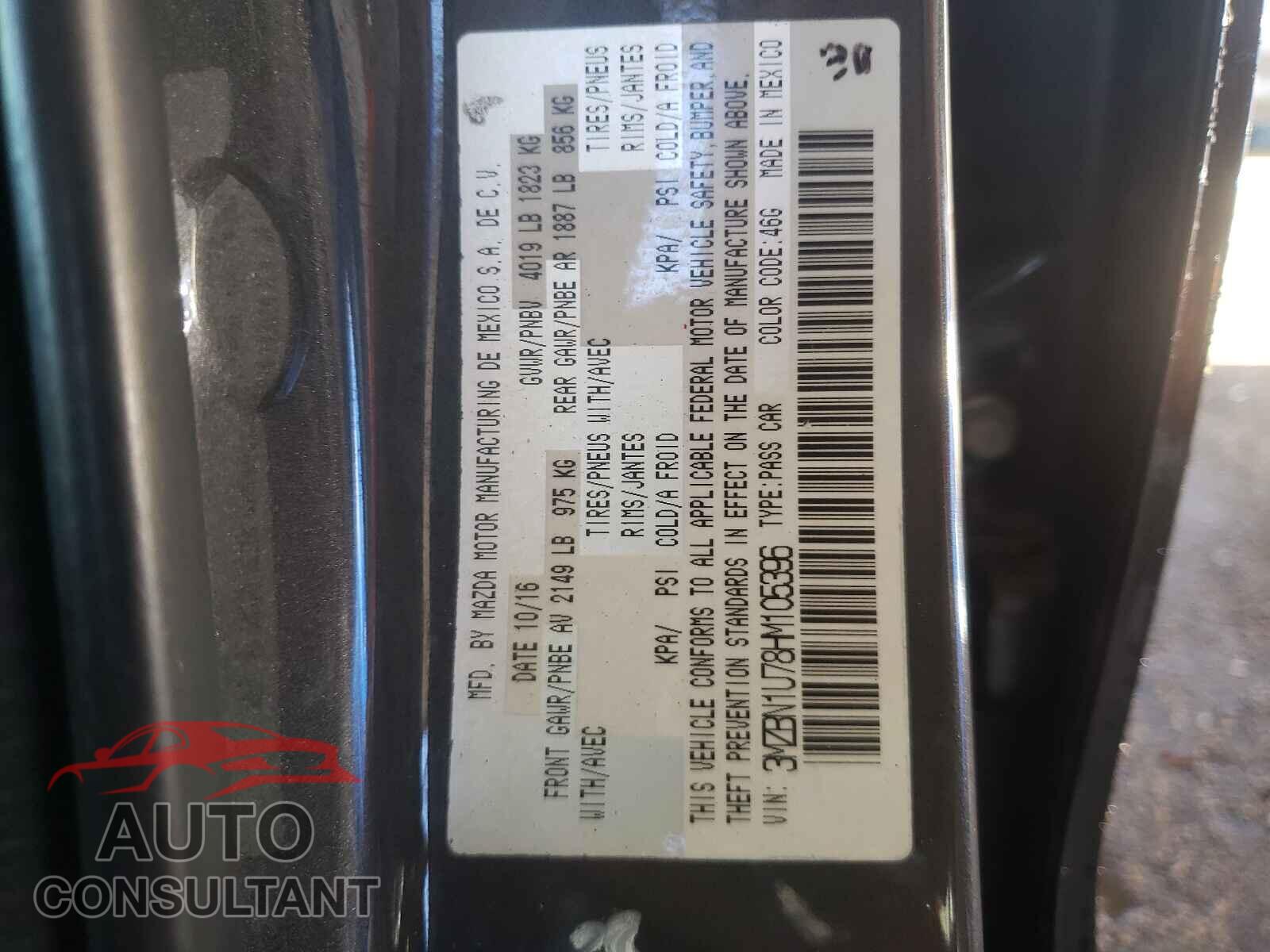 MAZDA 3 2017 - 3MZBN1U78HM105396