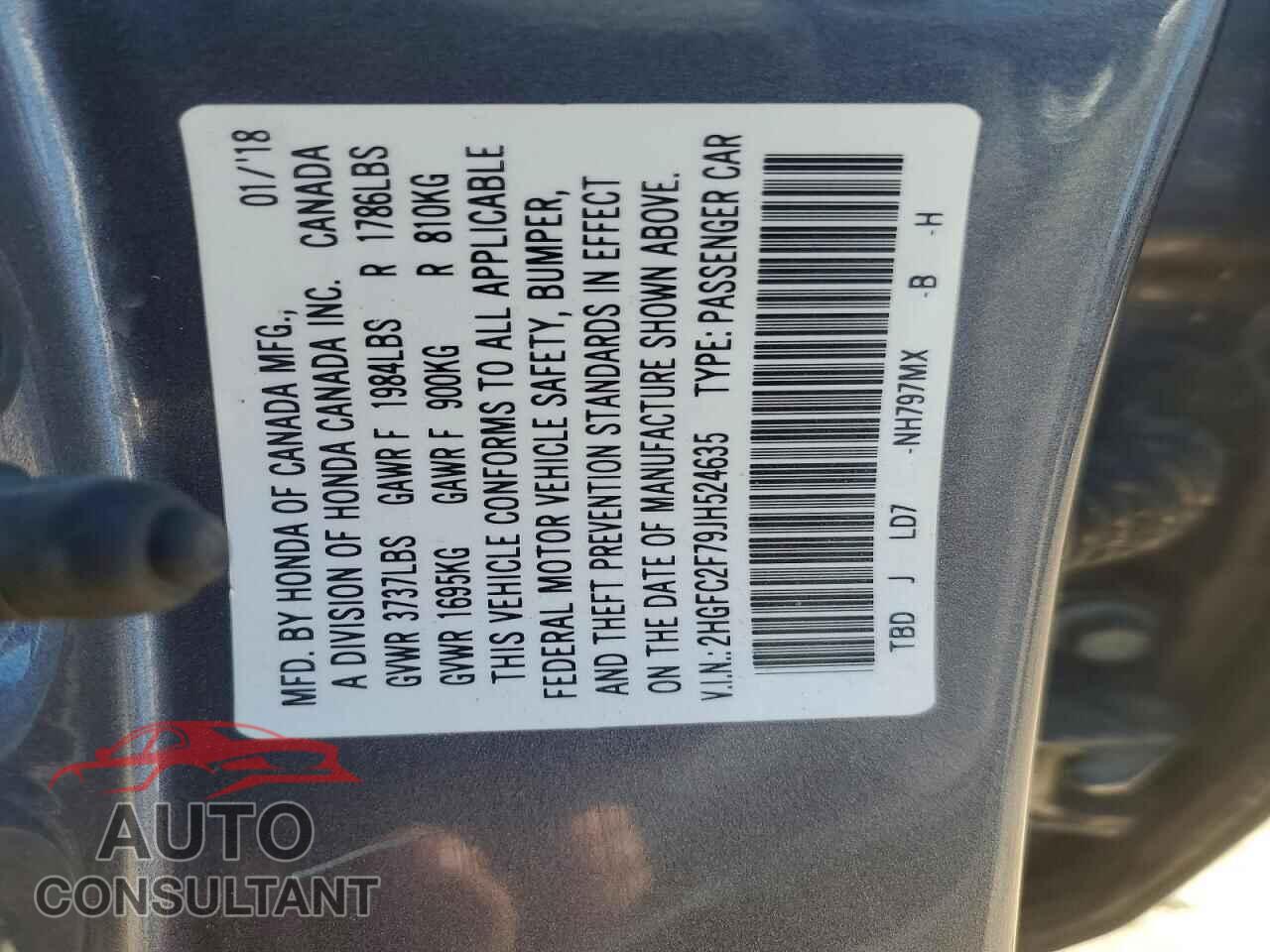 HONDA CIVIC 2018 - 2HGFC2F79JH524635
