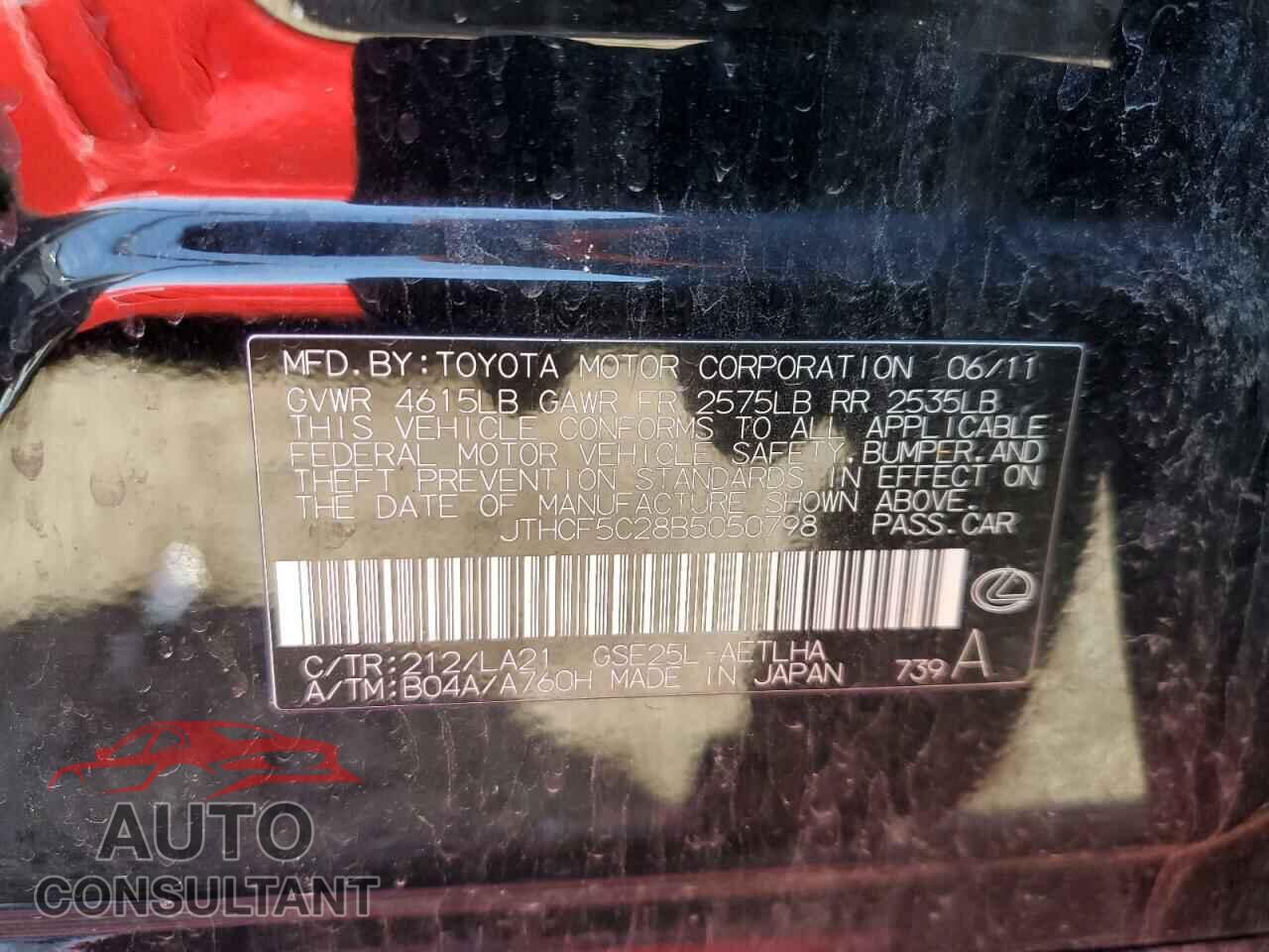 LEXUS IS 2011 - JTHCF5C28B5050798