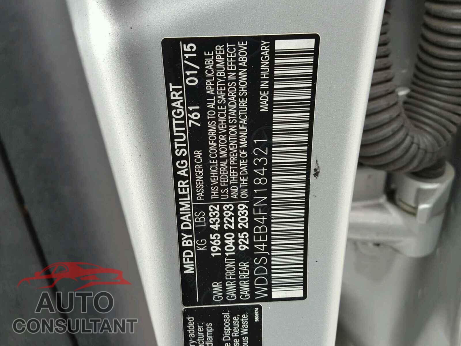 MERCEDES-BENZ C CLASS 2015 - WDDSJ4EB4FN184321