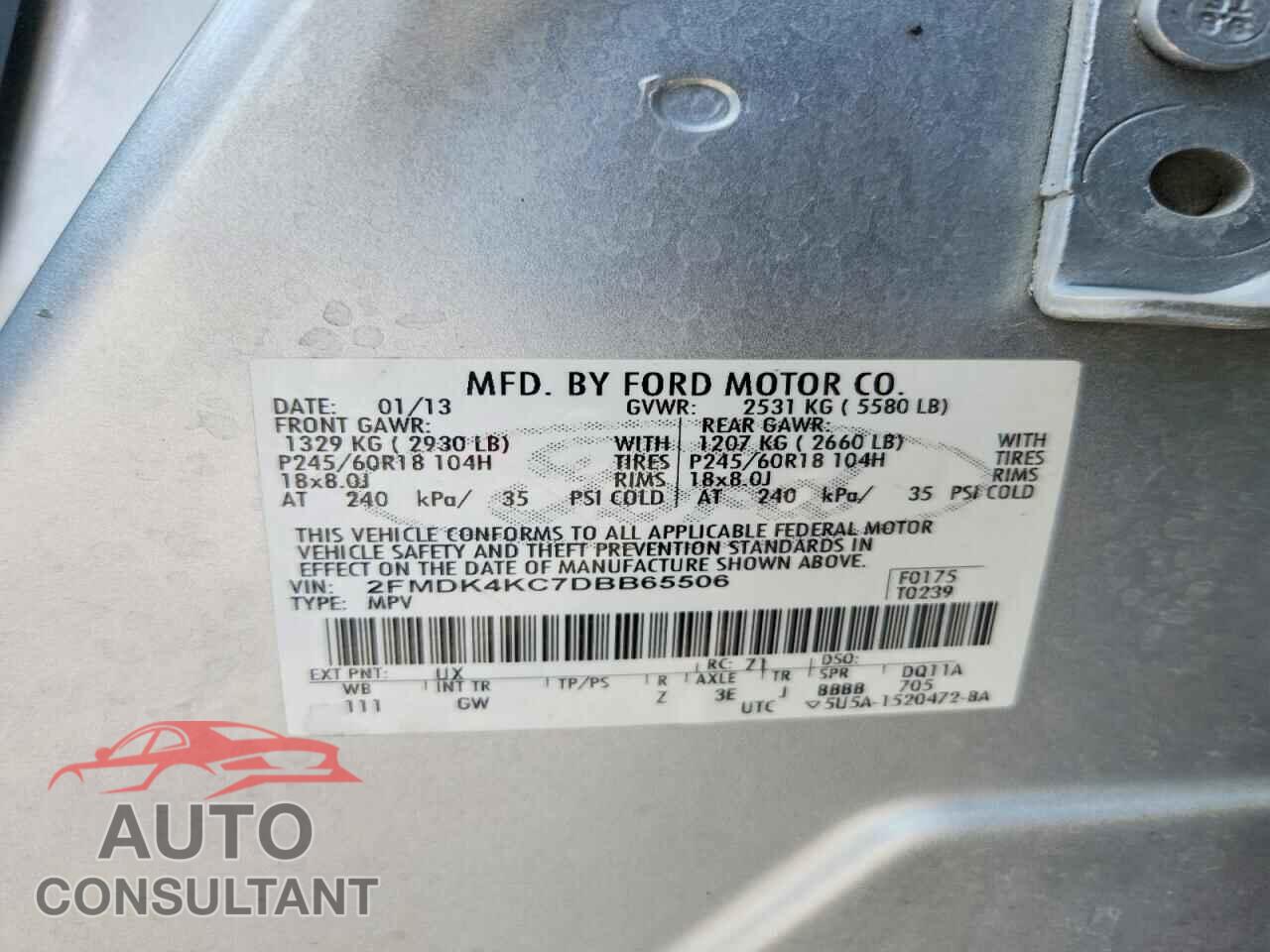 FORD EDGE 2013 - 2FMDK4KC7DBB65506