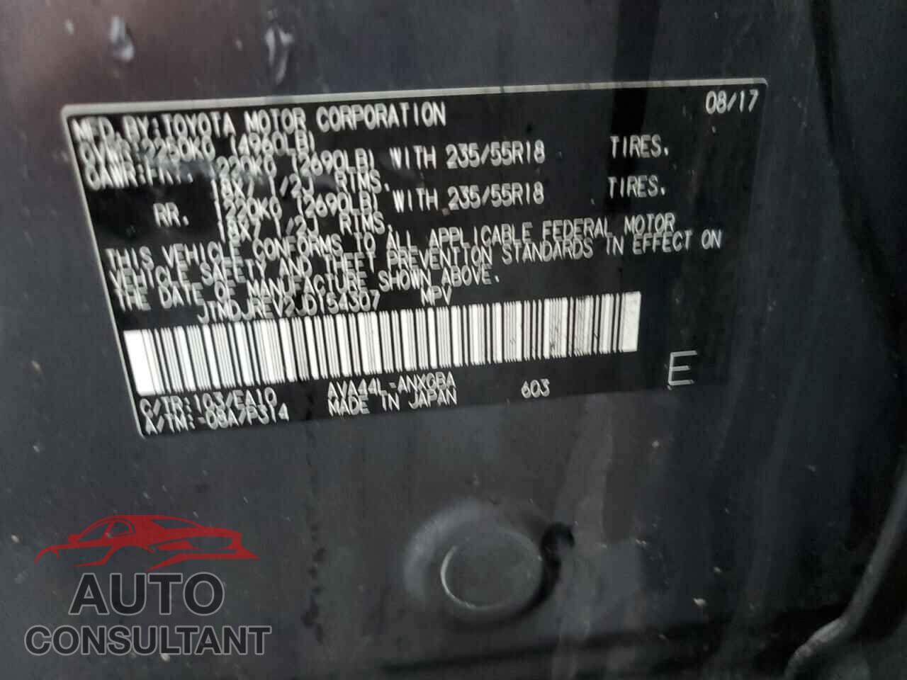 TOYOTA RAV4 2018 - JTMDJREV2JD154307