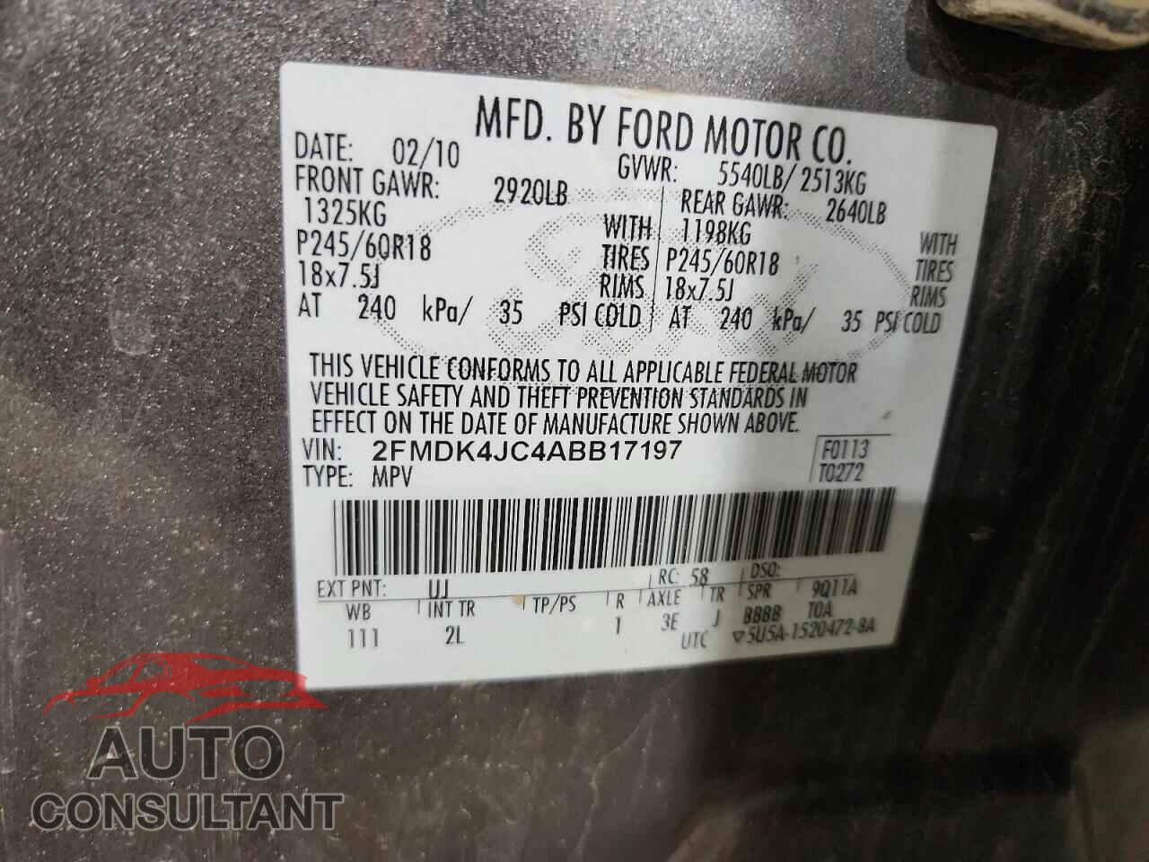 FORD EDGE 2010 - 2FMDK4JC4ABB17197