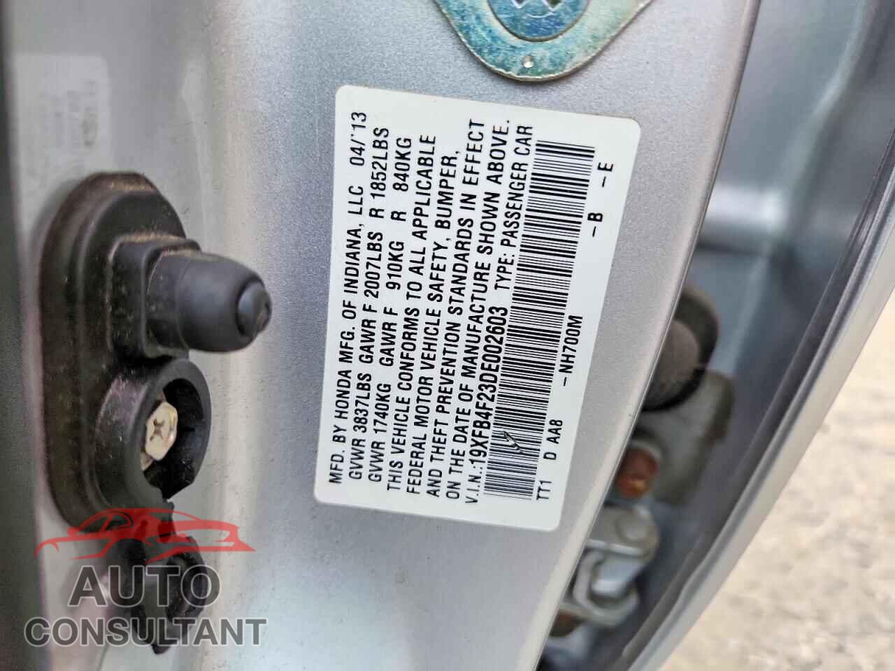 HONDA CIVIC 2013 - 19XFB4F23DE002603
