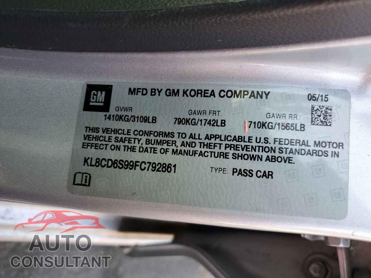 CHEVROLET SPARK 2015 - KL8CD6S99FC792861