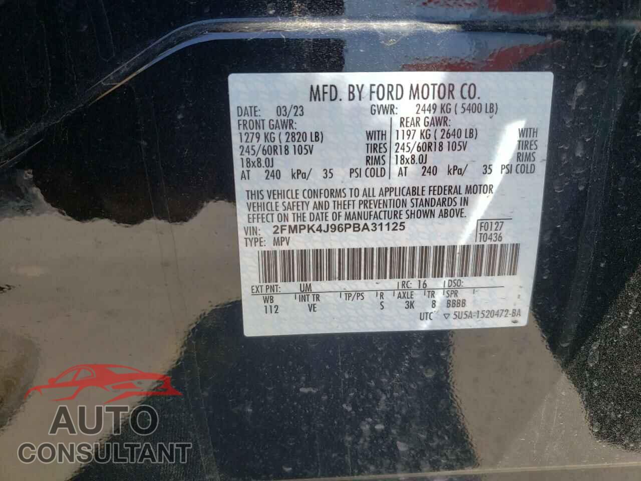 FORD EDGE 2023 - 2FMPK4J96PBA31125