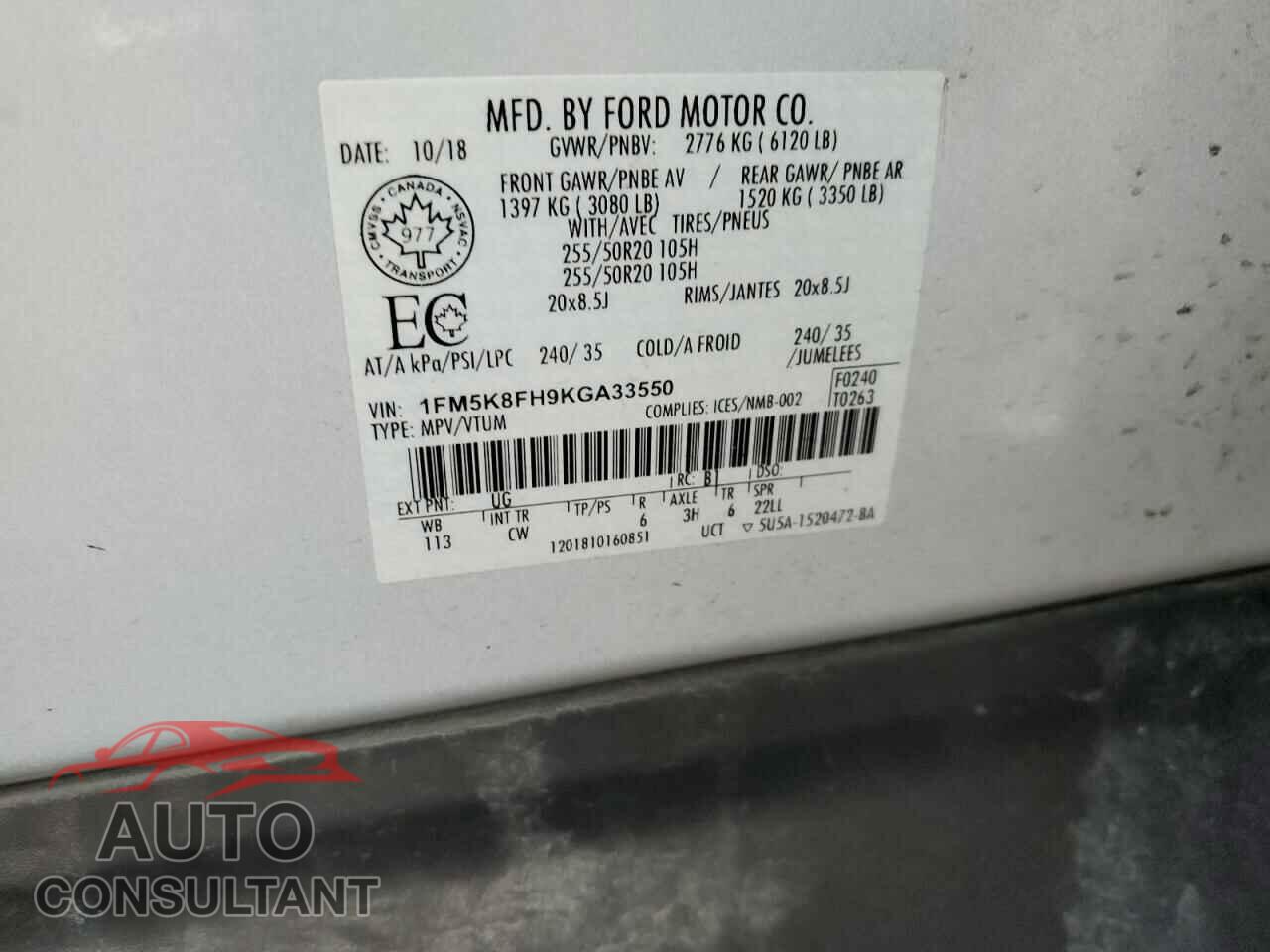 FORD EXPLORER 2019 - 1FM5K8FH9KGA33550