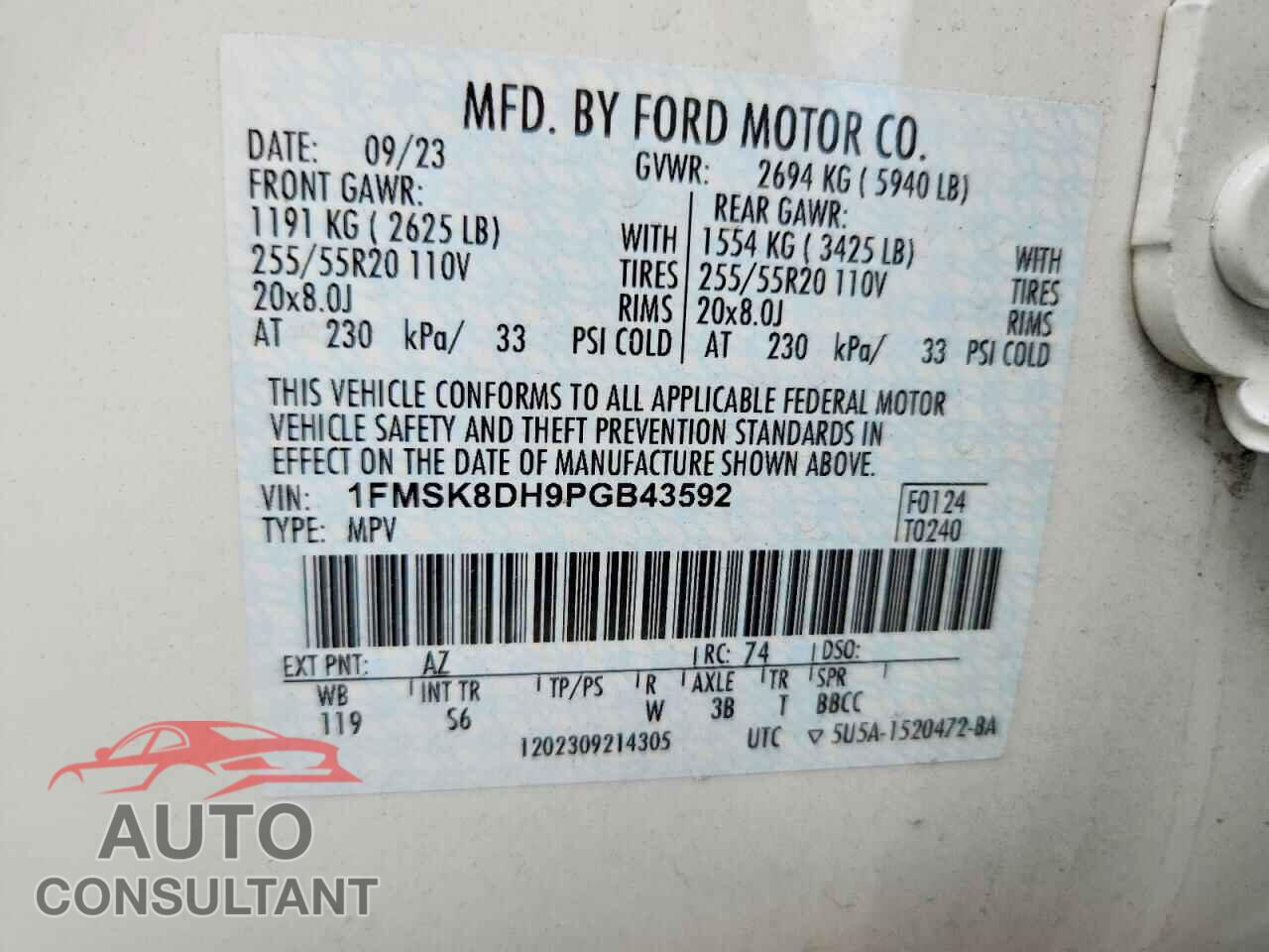 FORD EXPLORER 2023 - 1FMSK8DH9PGB43592