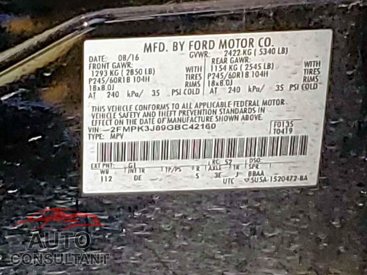 FORD EDGE 2016 - 2FMPK3J89GBC42160