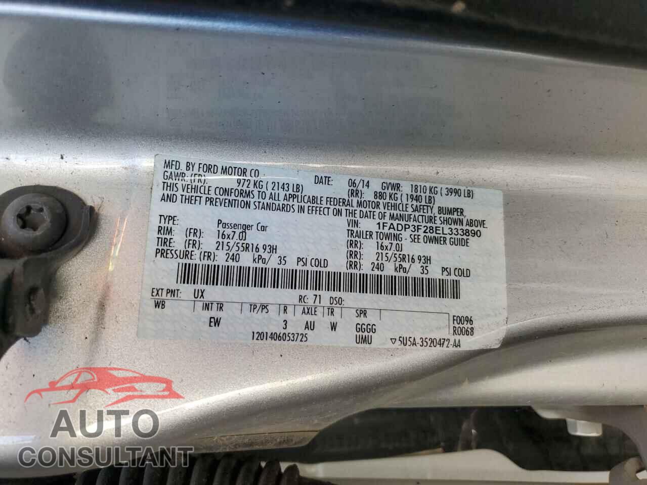 FORD FOCUS 2014 - 1FADP3F28EL333890