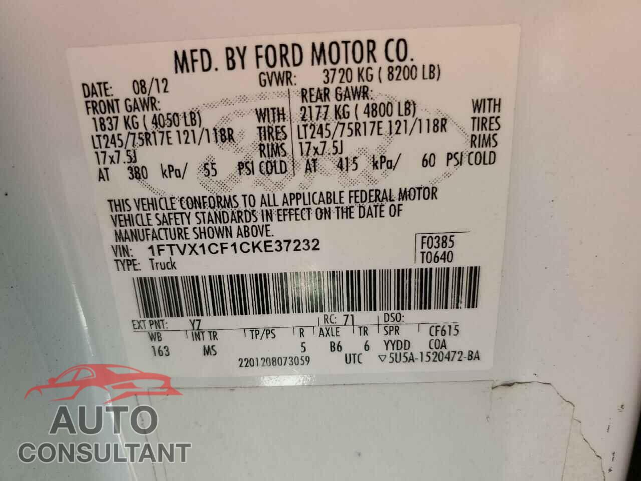 FORD F-150 2012 - 1FTVX1CF1CKE37232