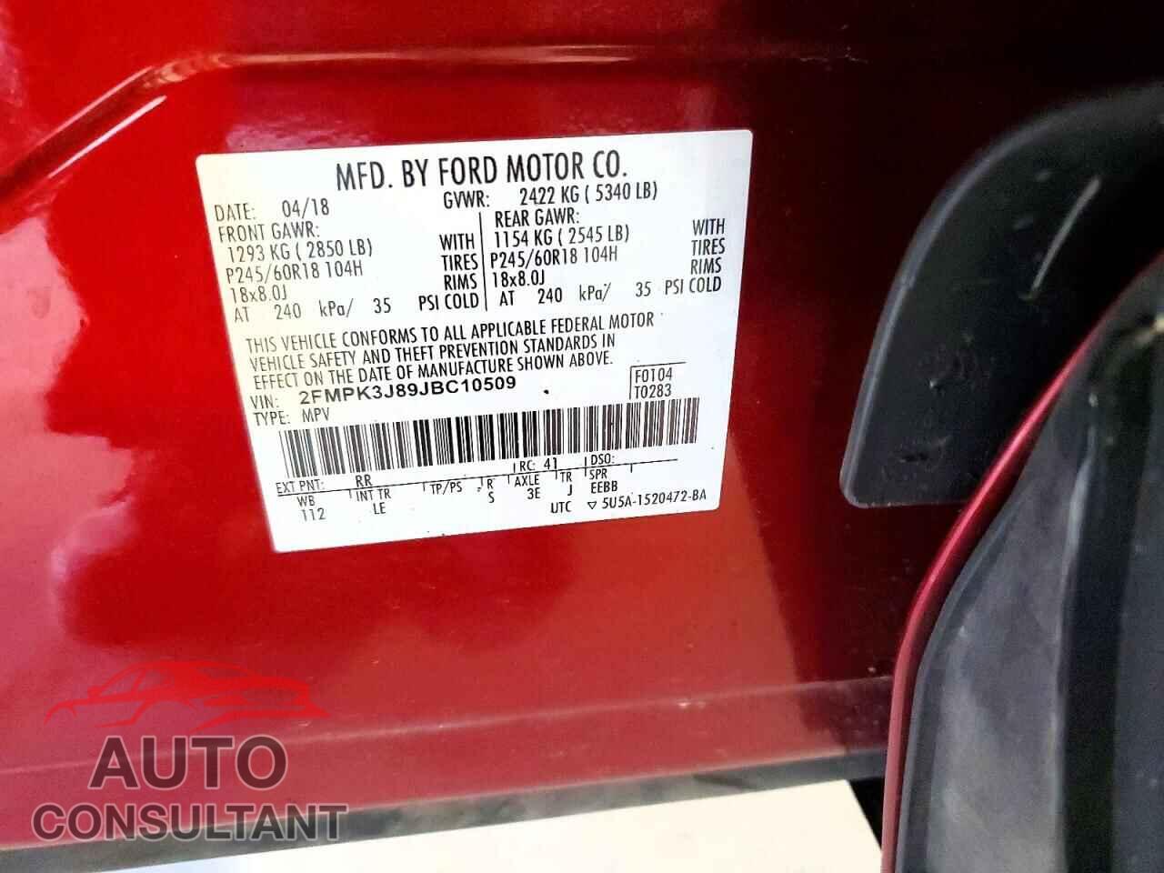 FORD EDGE 2018 - 2FMPK3J89JBC10509