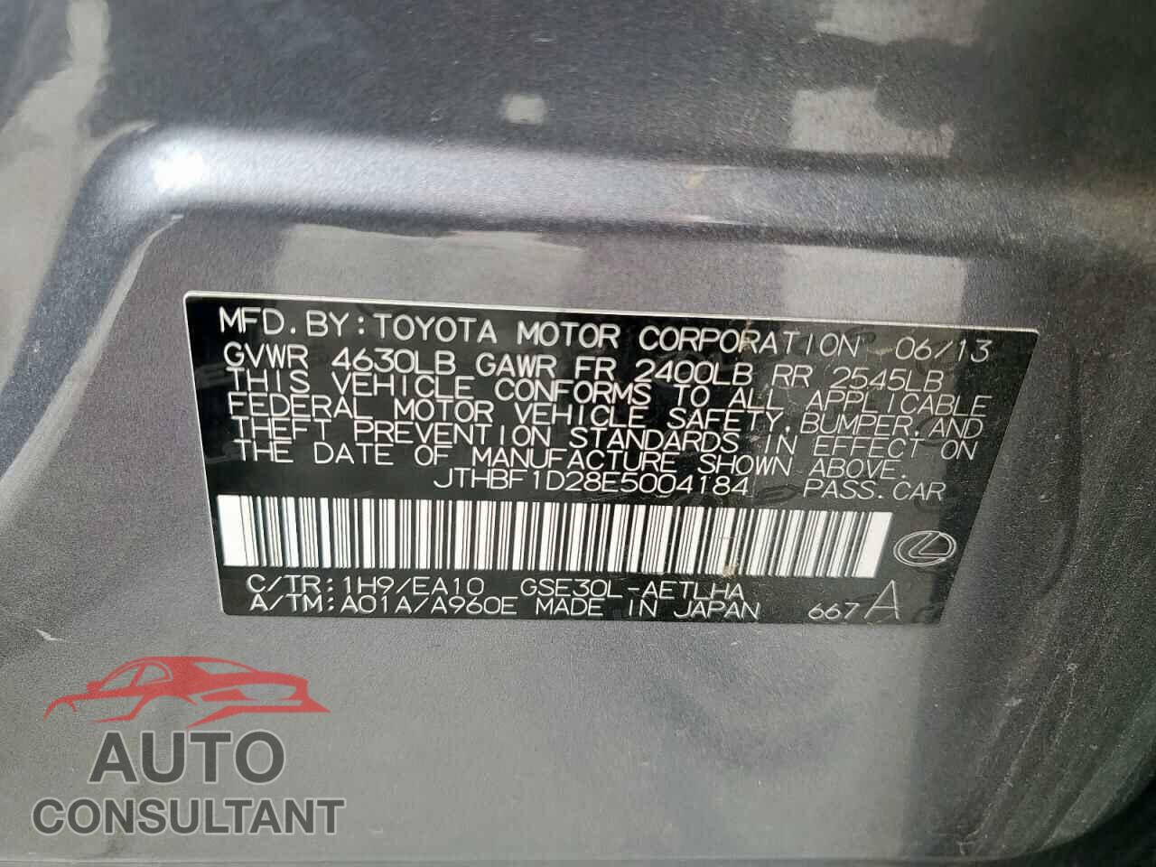 LEXUS IS 2014 - JTHBF1D28E5004184