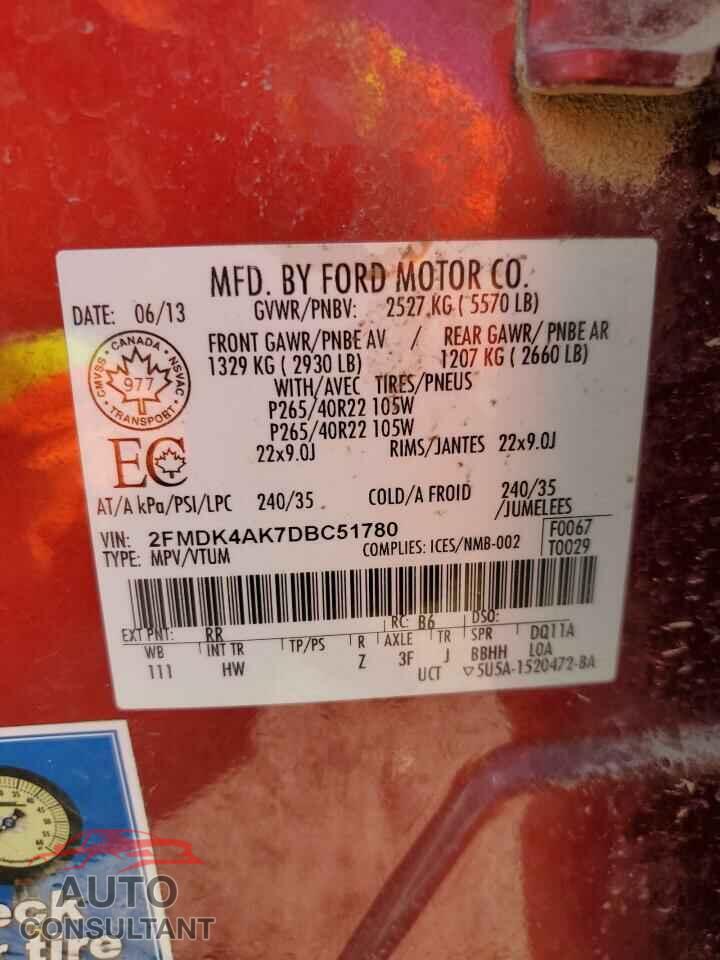 FORD EDGE 2013 - 2FMDK4AK7DBC51780