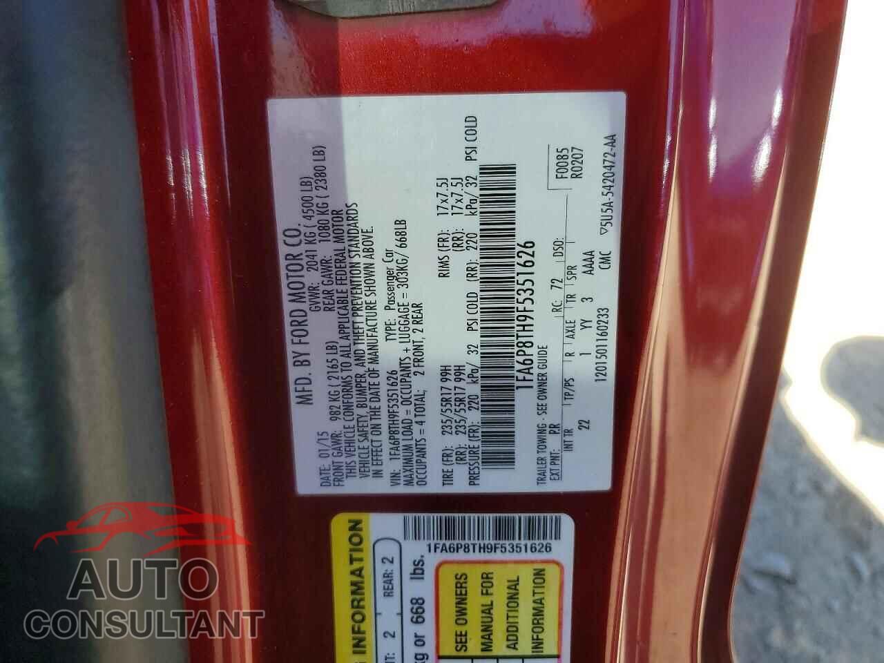 FORD MUSTANG 2015 - 1FA6P8TH9F5351626