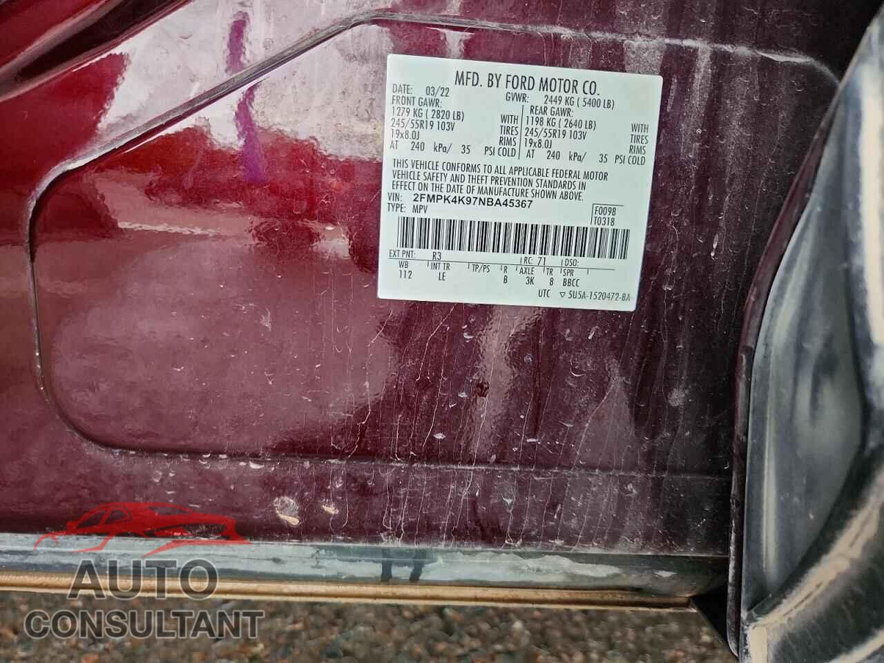 FORD EDGE 2022 - 2FMPK4K97NBA45367