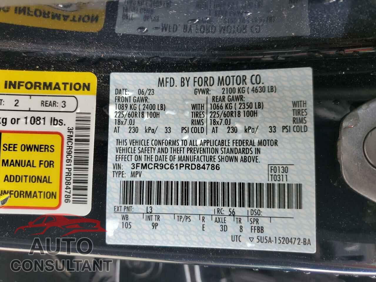 FORD BRONCO 2023 - 3FMCR9C61PRD84786
