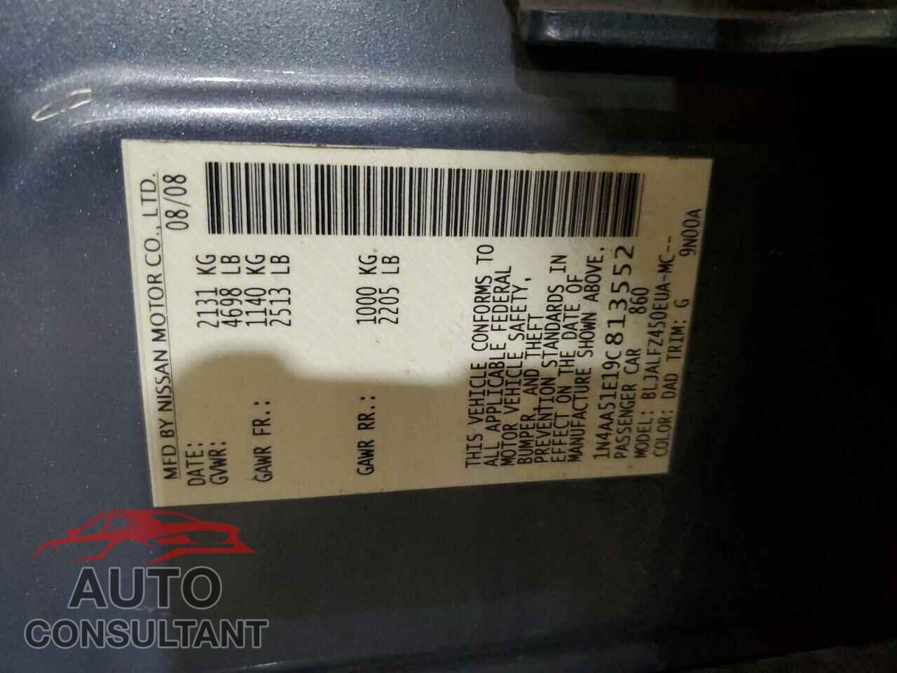 NISSAN MAXIMA 2009 - 1N4AA51E19C813552