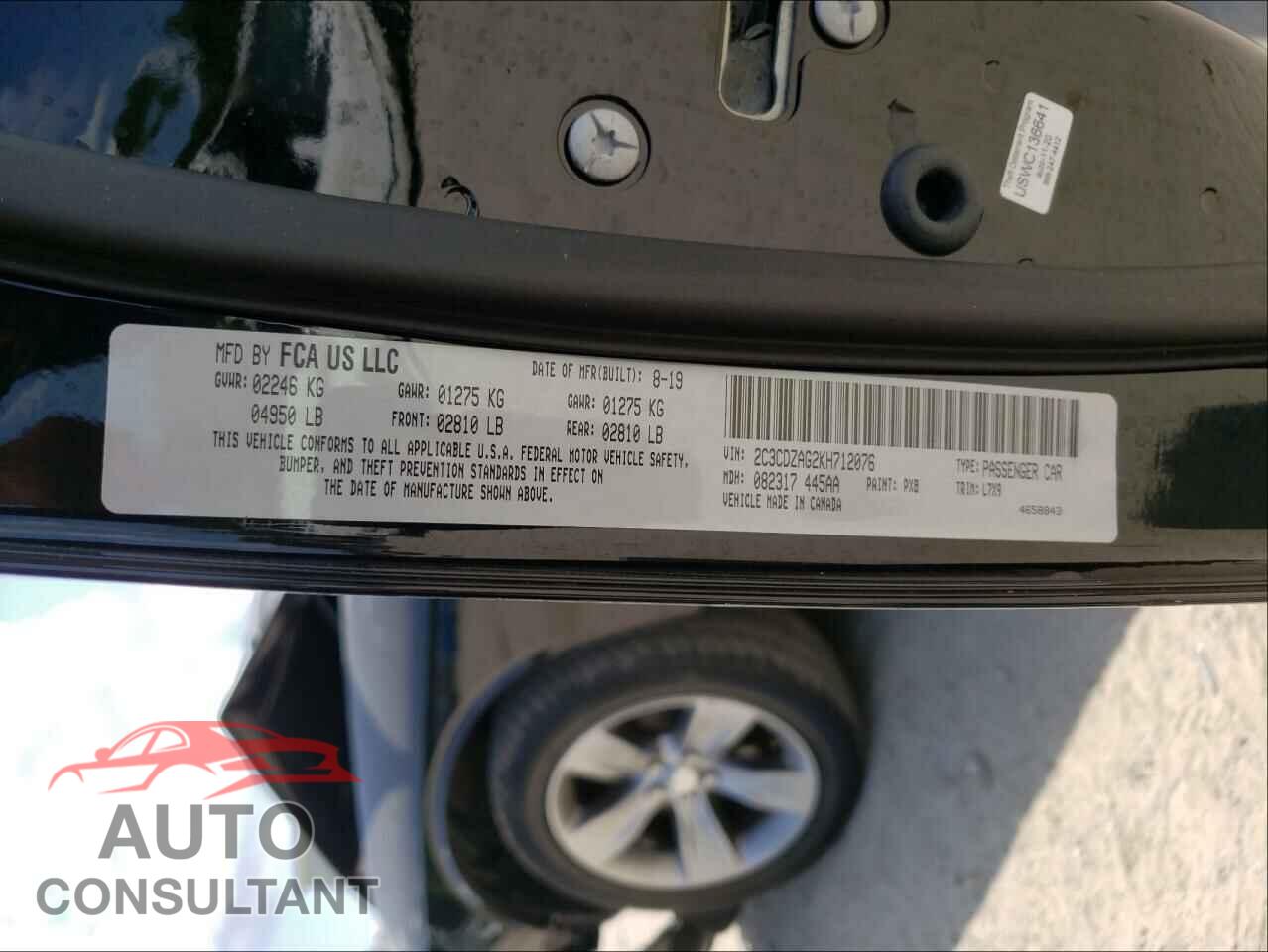 DODGE CHALLENGER 2019 - 2C3CDZAG2KH712076