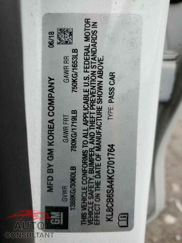 CHEVROLET SPARK 2019 - KL8CB6SA4KC701764