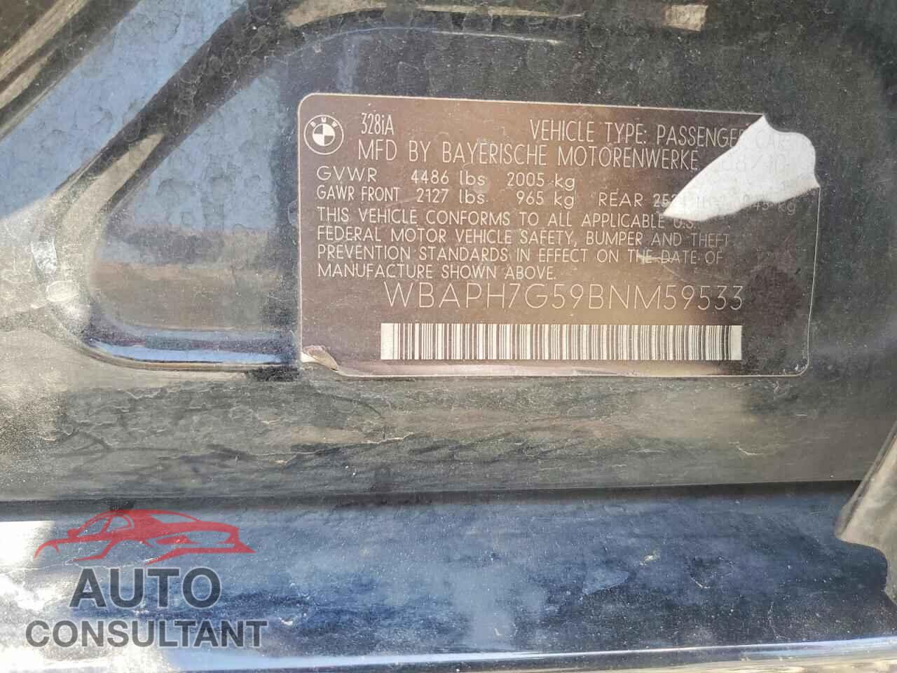 BMW 3 SERIES 2011 - WBAPH7G59BNM59533