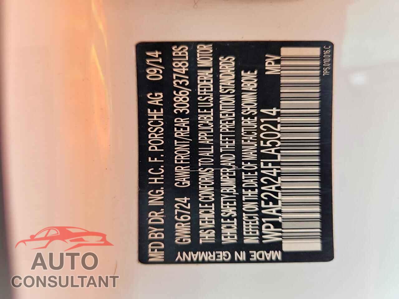 PORSCHE CAYENNE 2015 - WP1AE2A24FLA50214