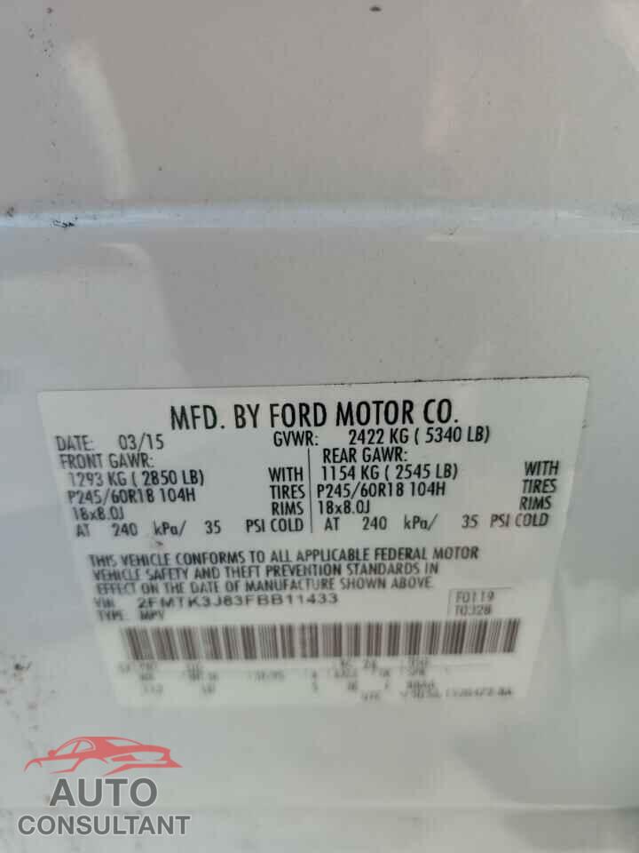 FORD EDGE 2015 - 2FMTK3J83FBB11433