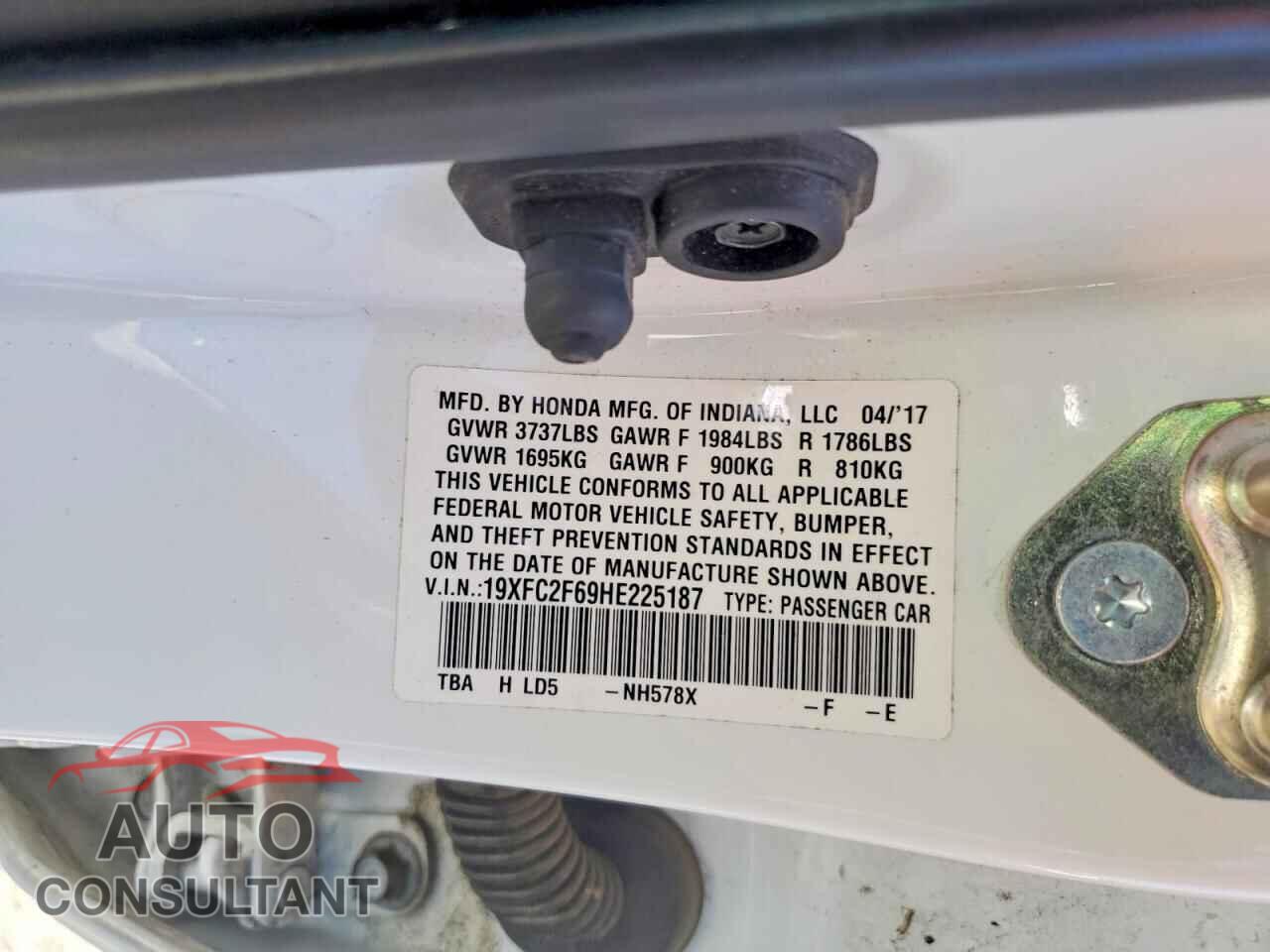 HONDA CIVIC 2017 - 19XFC2F69HE225187