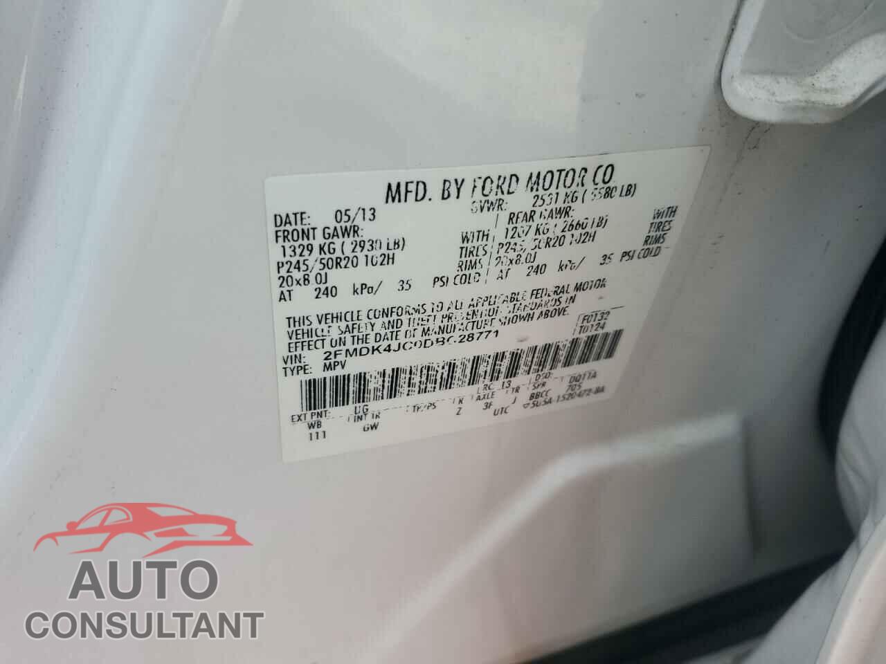 FORD EDGE 2013 - 2FMDK4JC0DBC28771