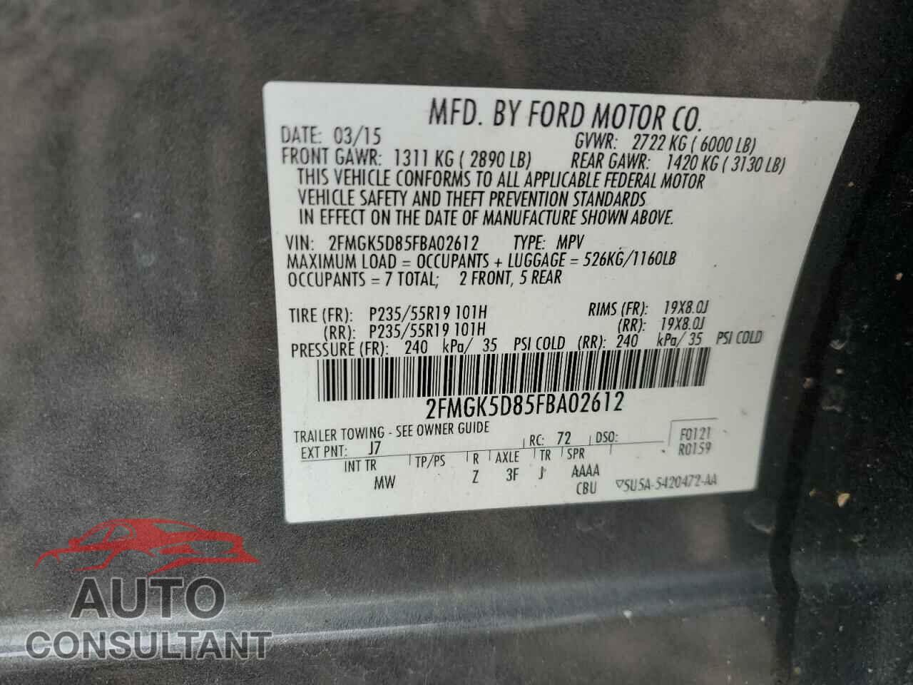 FORD FLEX 2015 - 2FMGK5D85FBA02612