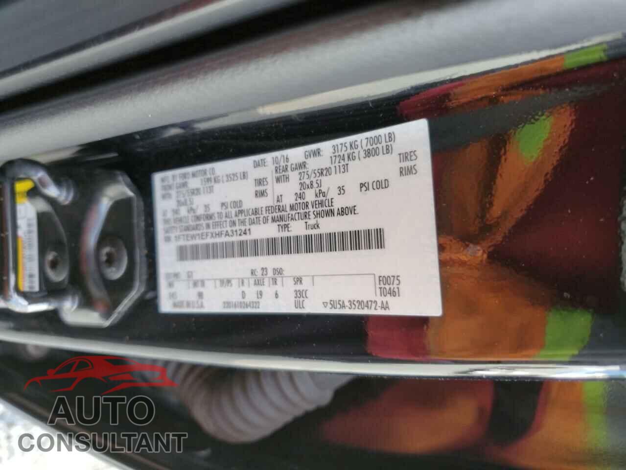 FORD F-150 2017 - 1FTEW1EFXHFA31241
