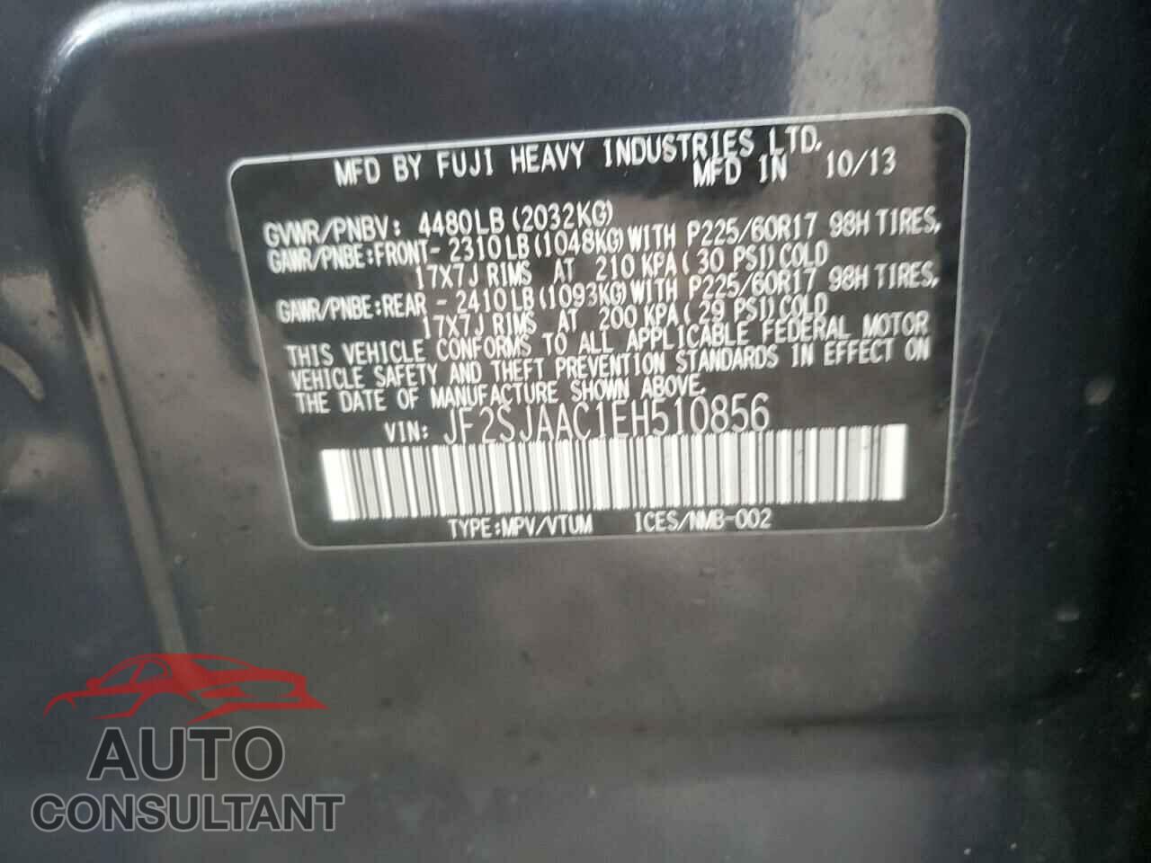 SUBARU FORESTER 2014 - JF2SJAAC1EH510856
