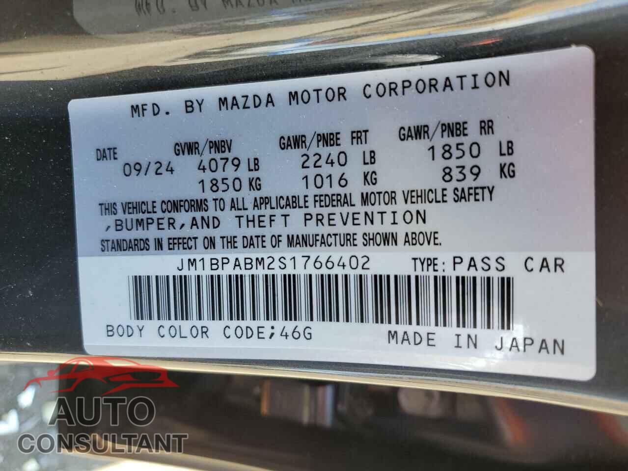 MAZDA 3 SELECT S 2025 - JM1BPABM2S1766402