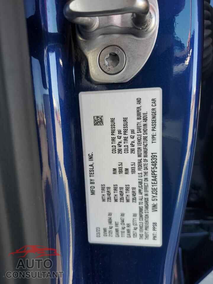 TESLA MODEL 3 2023 - 5YJ3E1EA4PF548391