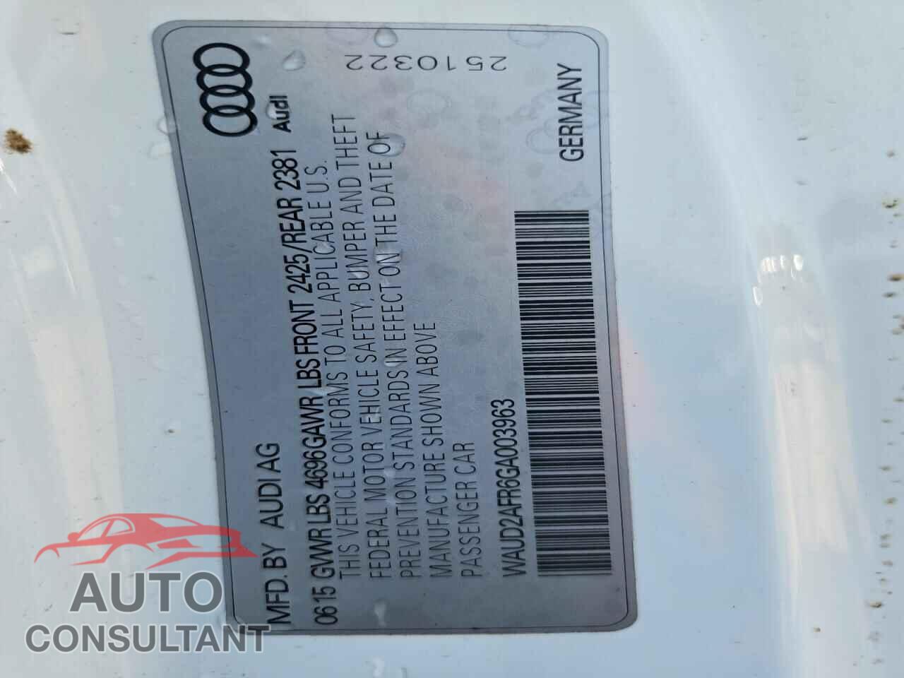 AUDI A5 2016 - WAUD2AFR6GA003963