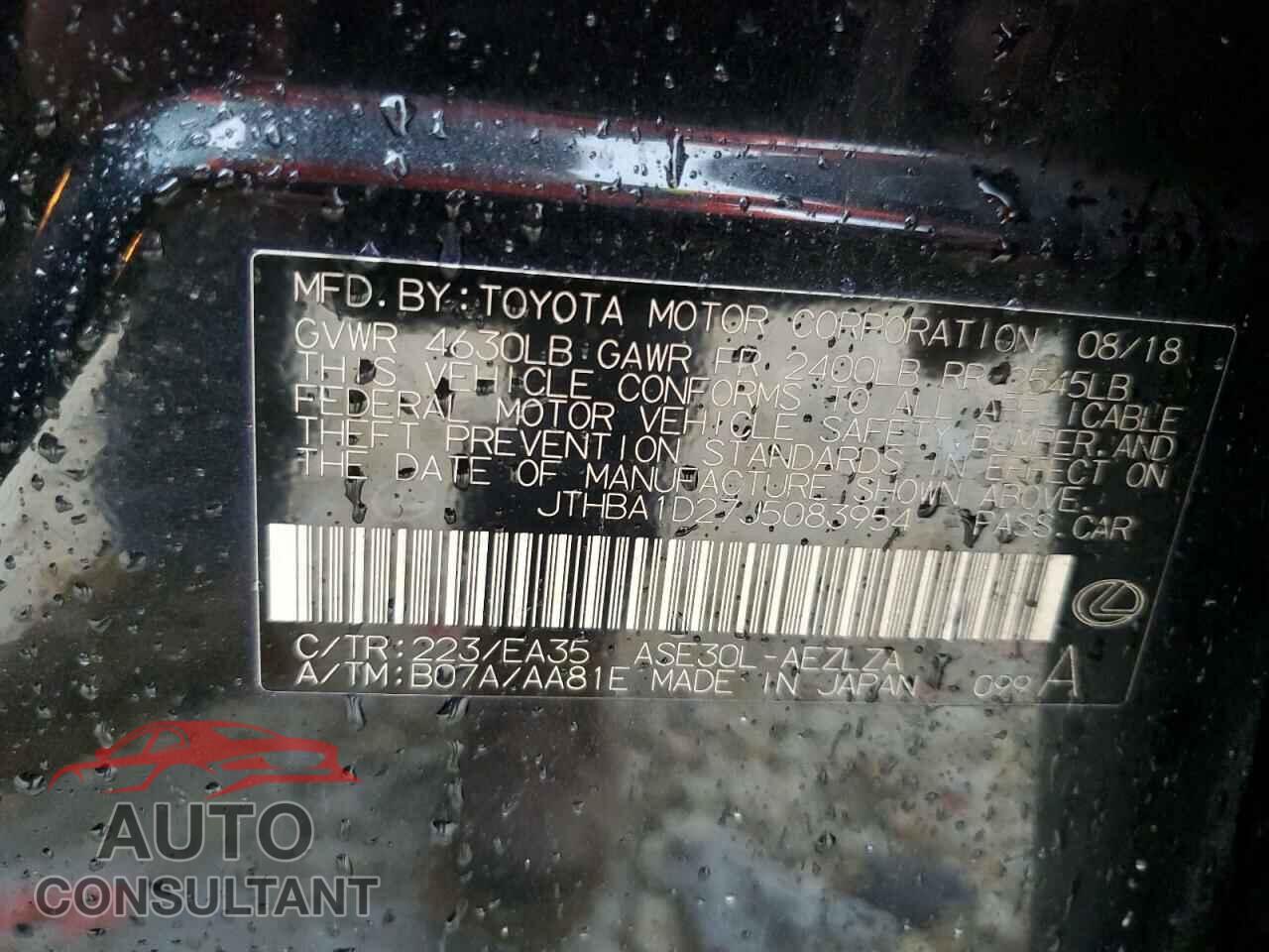 LEXUS IS 2018 - JTHBA1D27J5083954