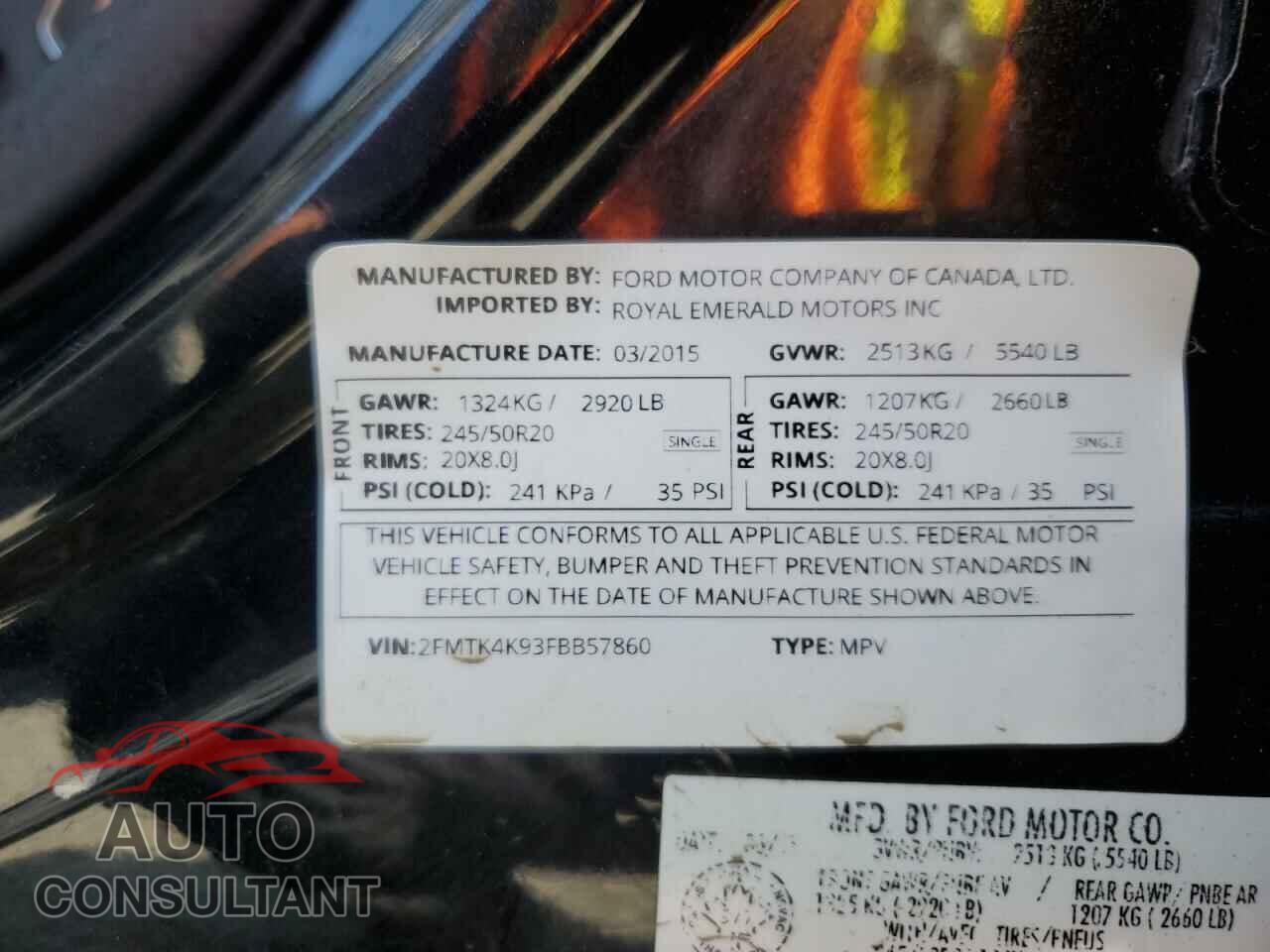 FORD EDGE 2015 - 2FMTK4K93FBB57860