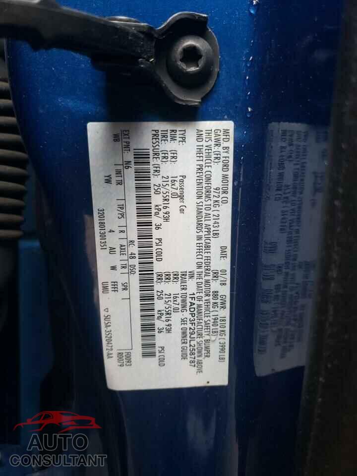 FORD FOCUS 2018 - 1FADP3F29JL258787