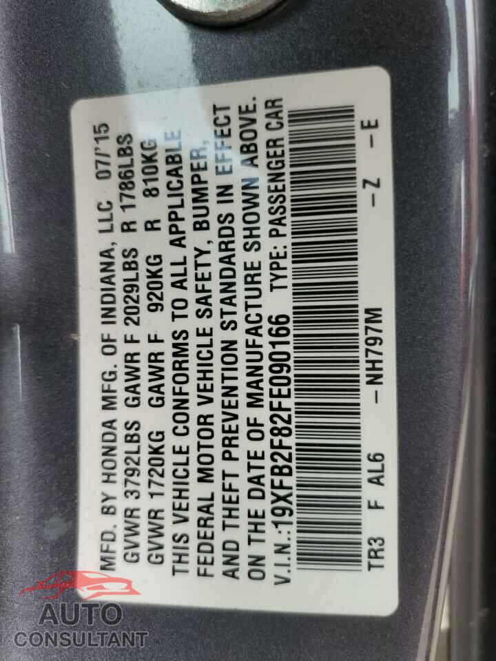 HONDA CIVIC 2015 - 19XFB2F82FE090166