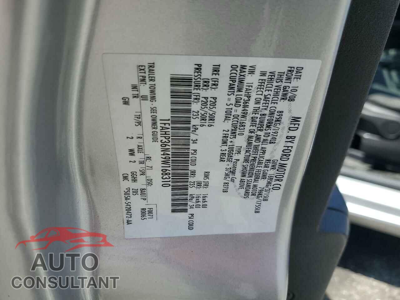 FORD FOCUS 2009 - 1FAHP36N49W168310