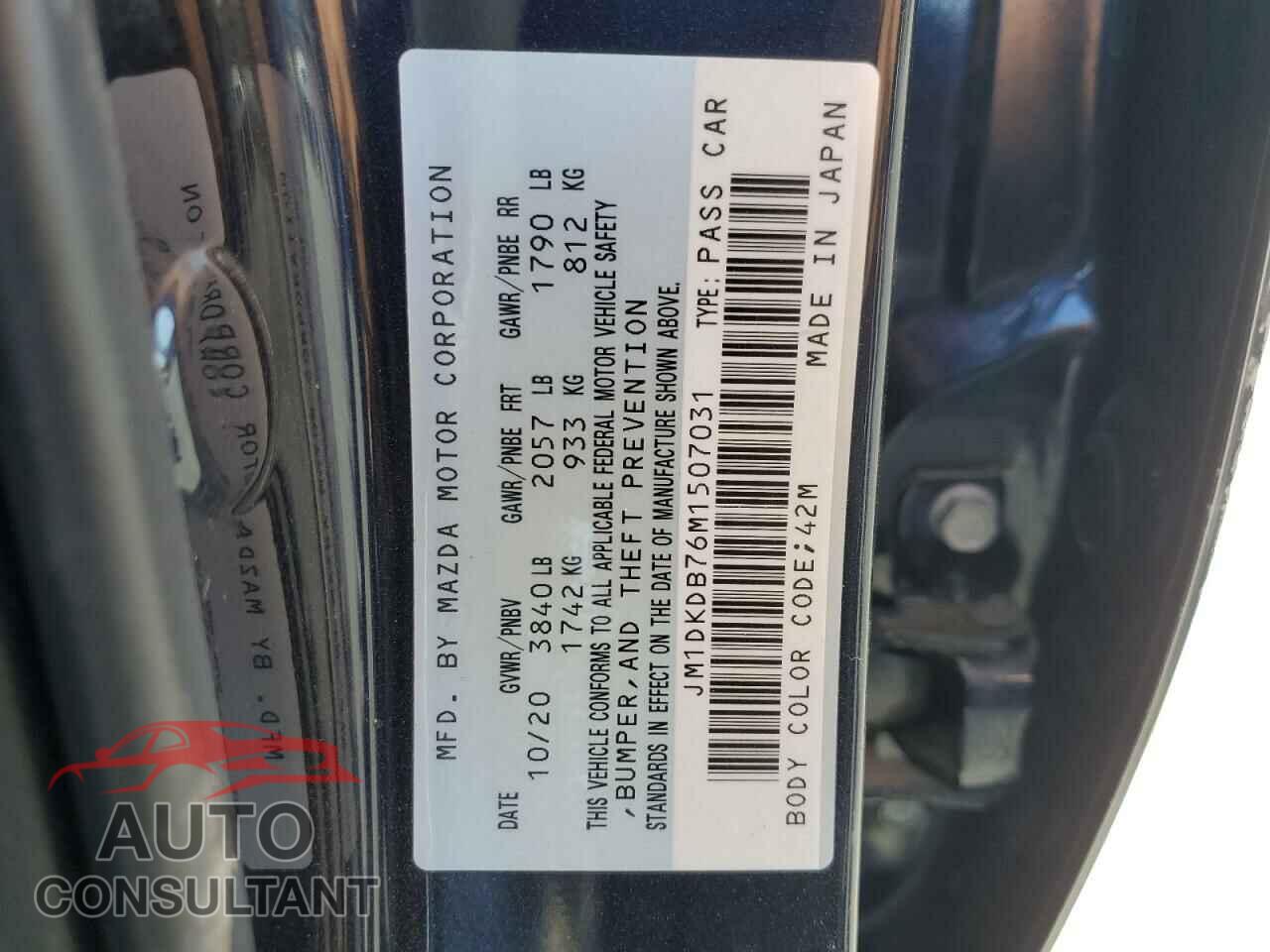 MAZDA CX-3 2021 - JM1DKDB76M1507031