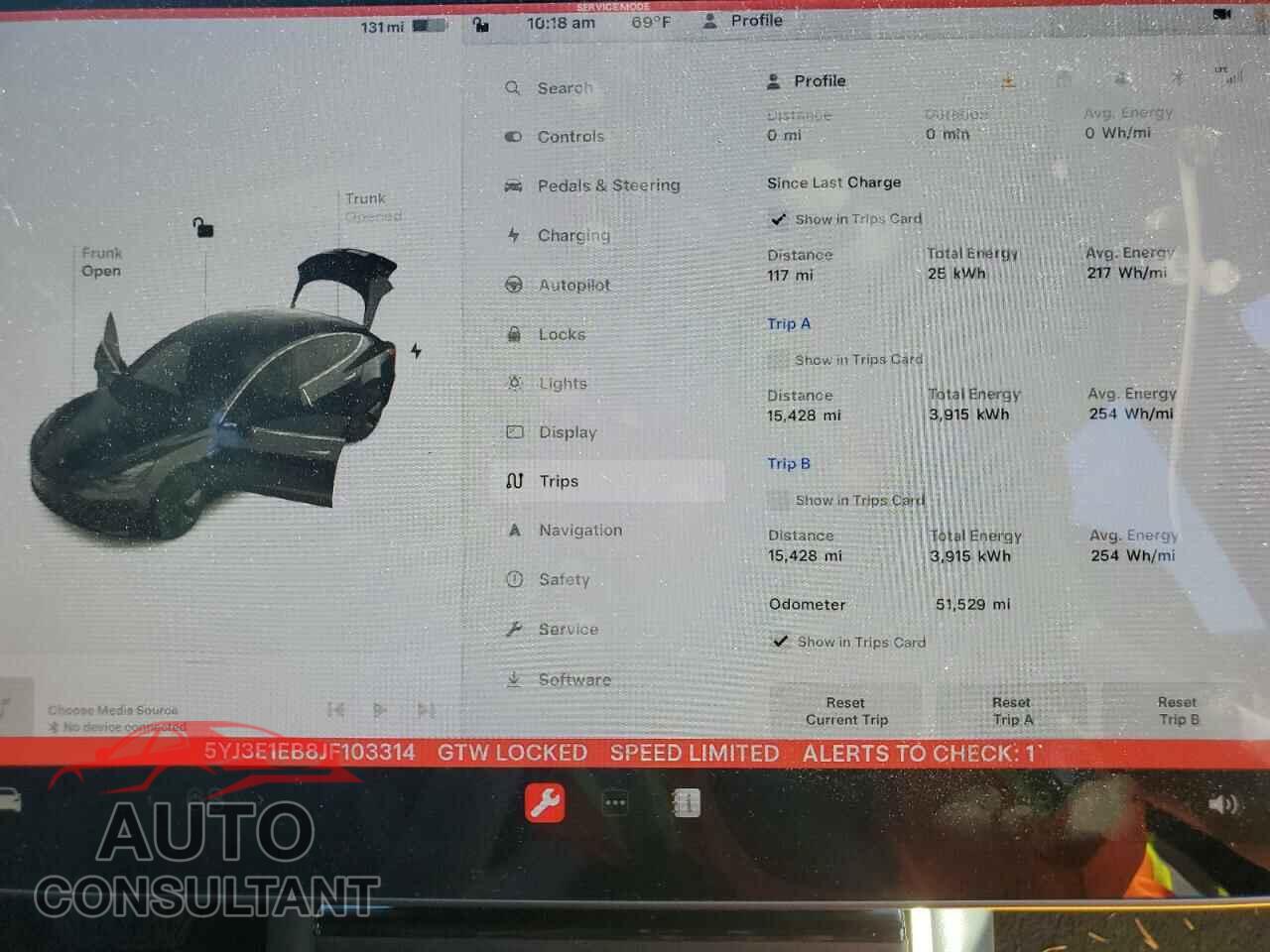 TESLA MODEL 3 2018 - 5YJ3E1EB8JF103314