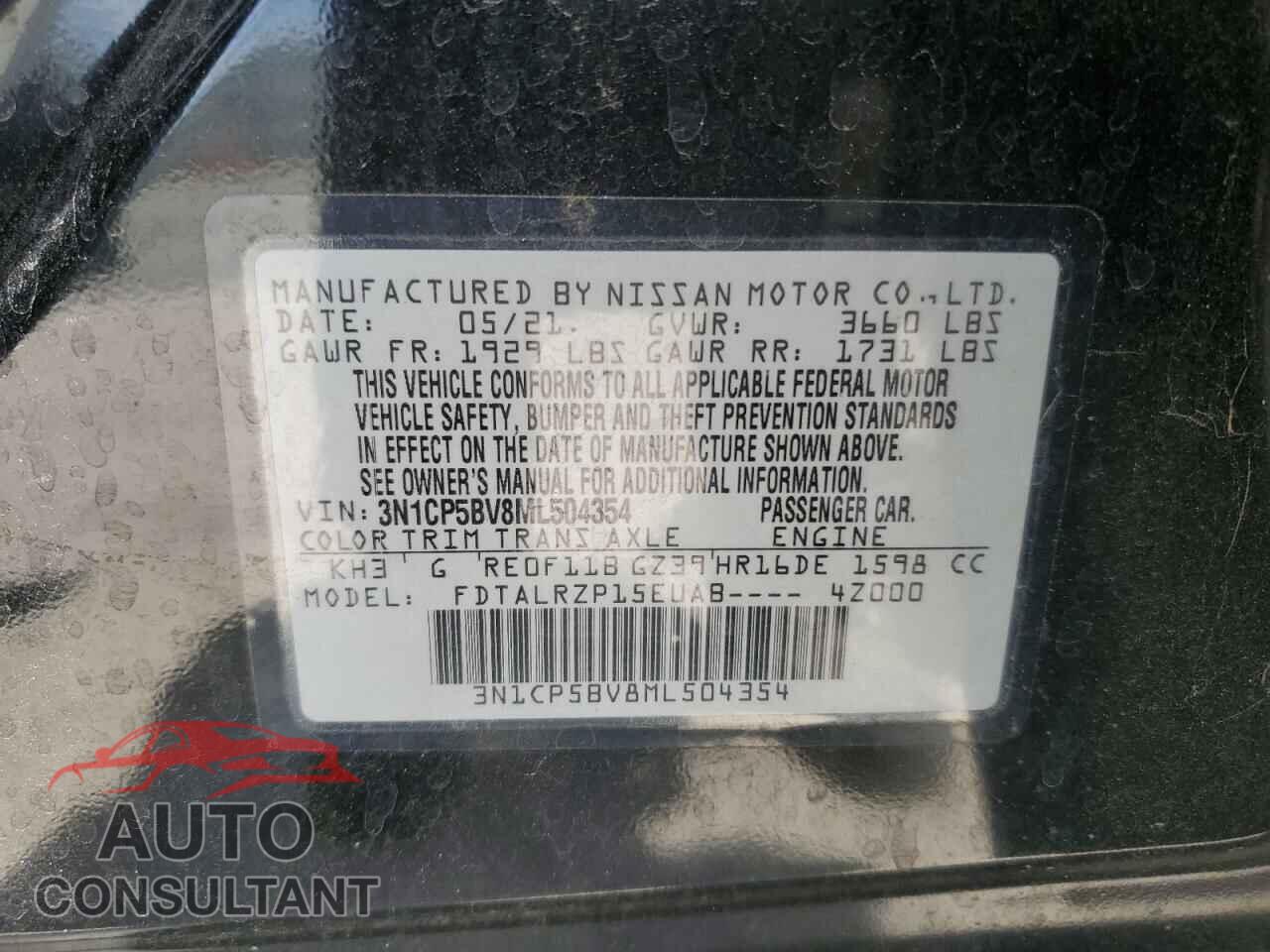 NISSAN KICKS 2021 - 3N1CP5BV8ML504354
