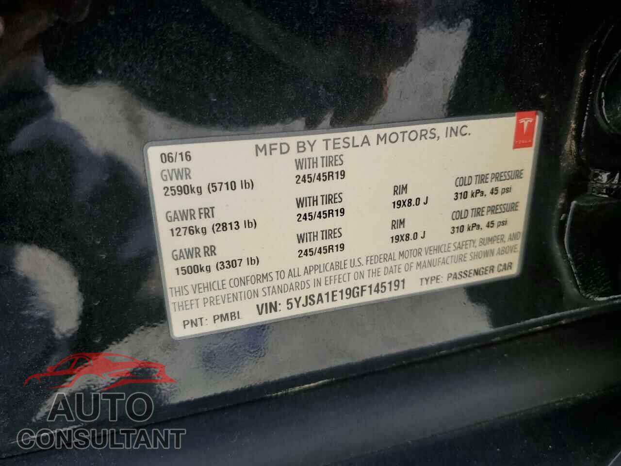 TESLA MODEL S 2016 - 5YJSA1E19GF145191