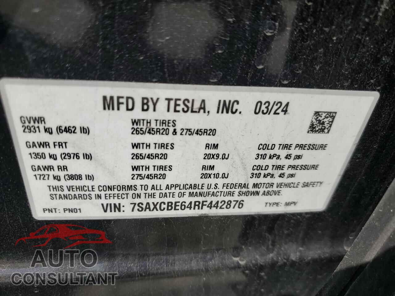TESLA MODEL X 2024 - 7SAXCBE64RF442876