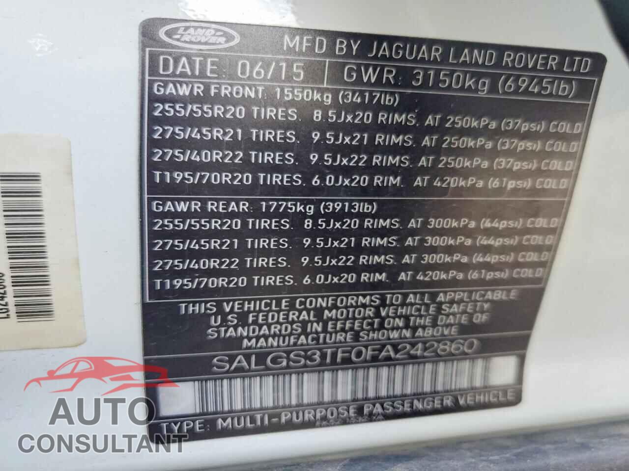 LAND ROVER RANGEROVER 2015 - SALGS3TF0FA242860