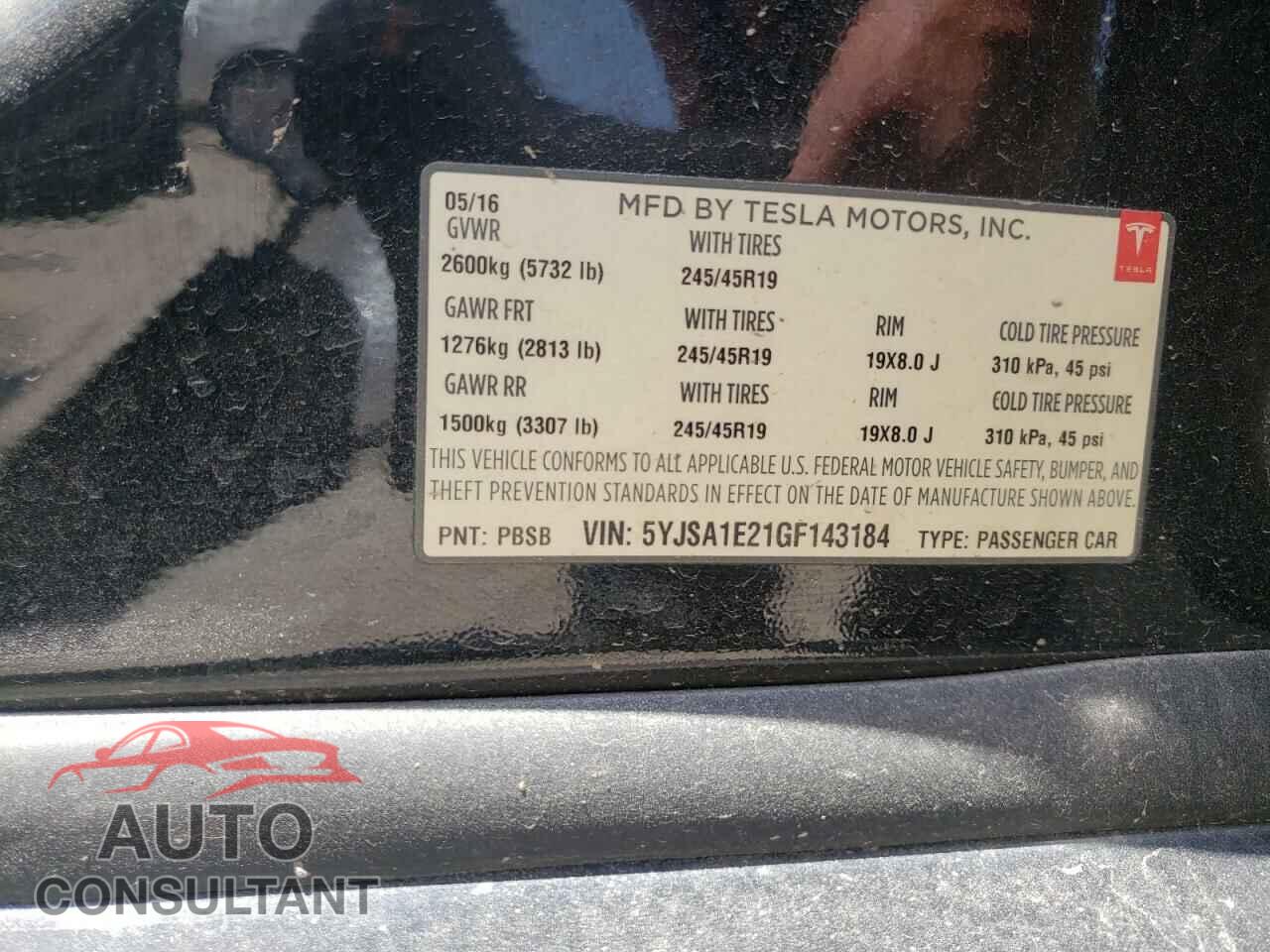 TESLA MODEL S 2016 - 5YJSA1E21GF143184